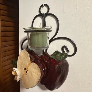 Apple Shaped Candle Holder with Green Candle